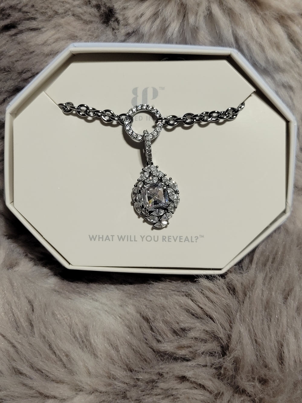 Pavé Halo Pendant Necklace in Silver with Clear Stones